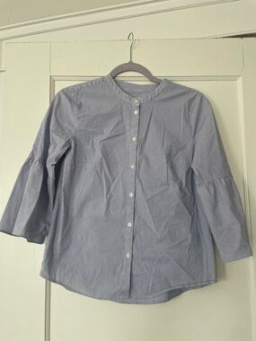 J. Crew Blue and White Striped Button-Down Shirt